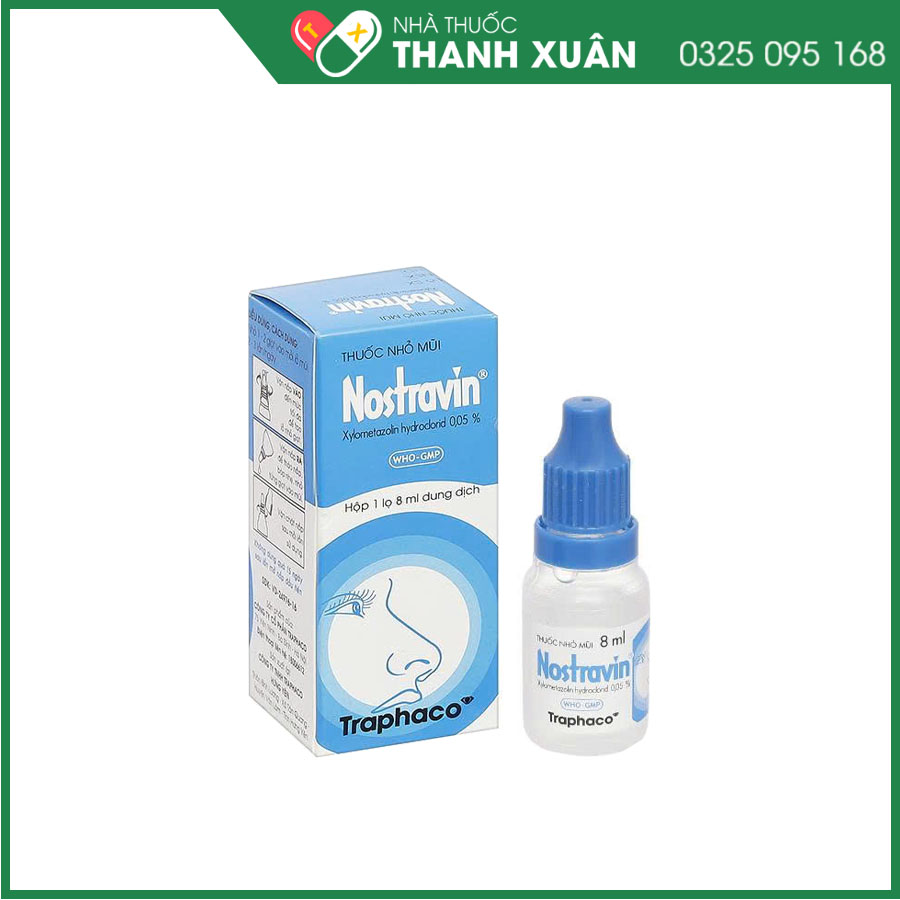 Nostravin 0.05% thuốc nhỏ mũi làm giảm triệu chứng ngạt mũi và giảm sung huyết